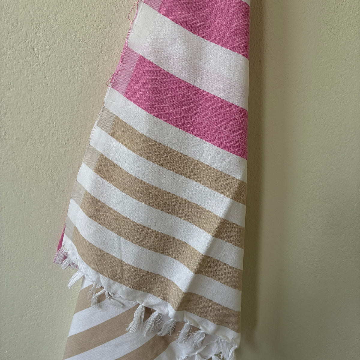 Pink with Brown Stripes Cotton Bath Towels