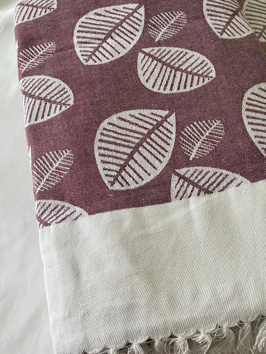 Purple Leaf  Double Size Cotton Blanket