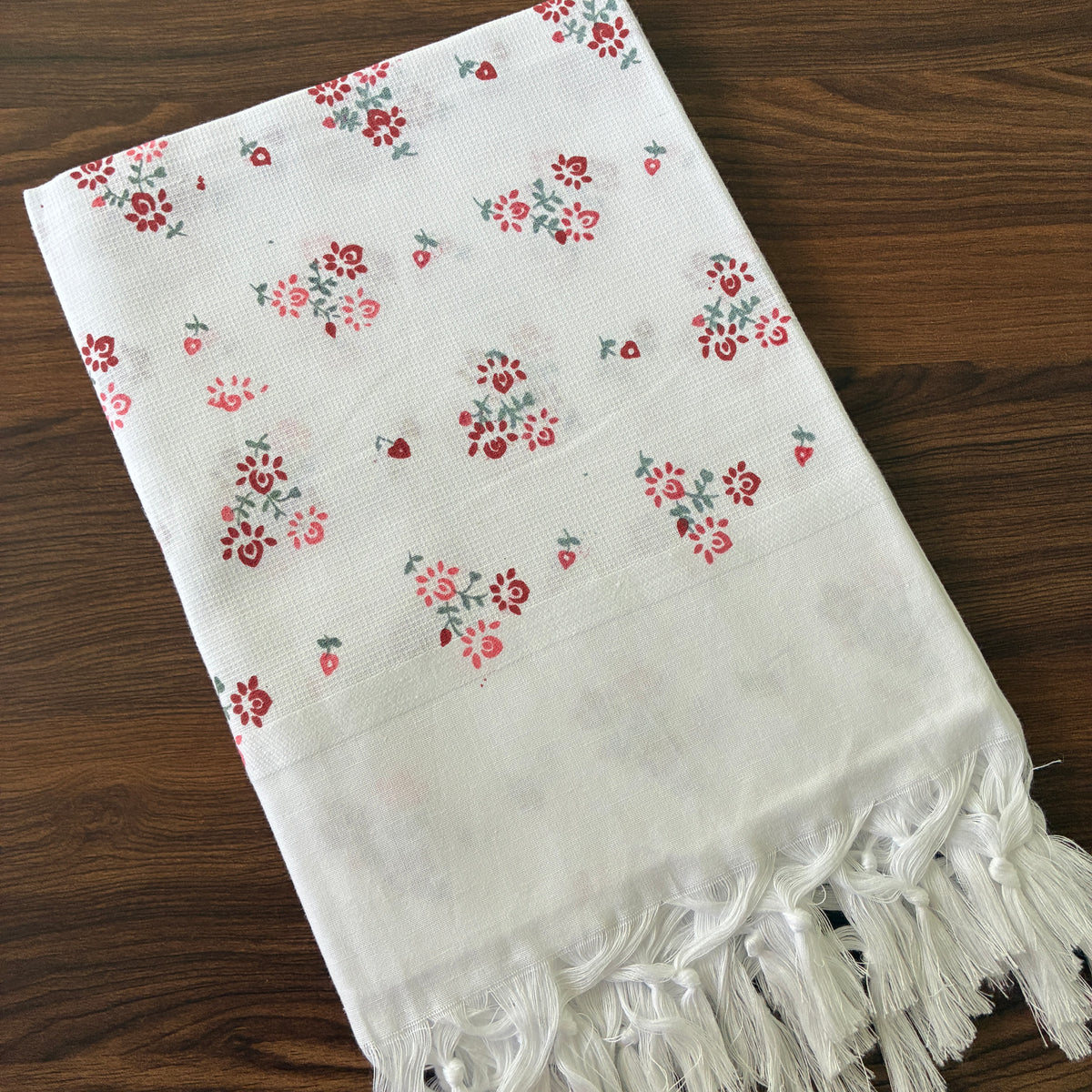 White floral Cotton Bath Towels