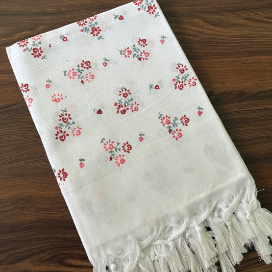 White floral Cotton Bath Towels