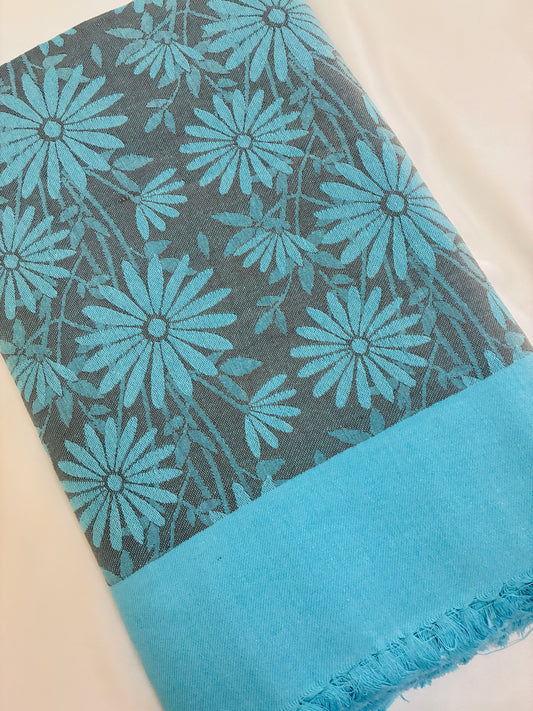 Blue Floral Double Size Blanket