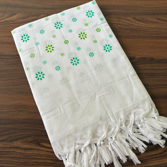 White floral Cotton Bath Towels