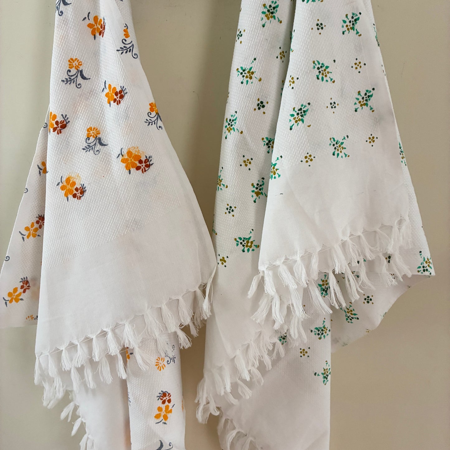 White Floral Cotton Bath Towel (Price for 1 Piece)