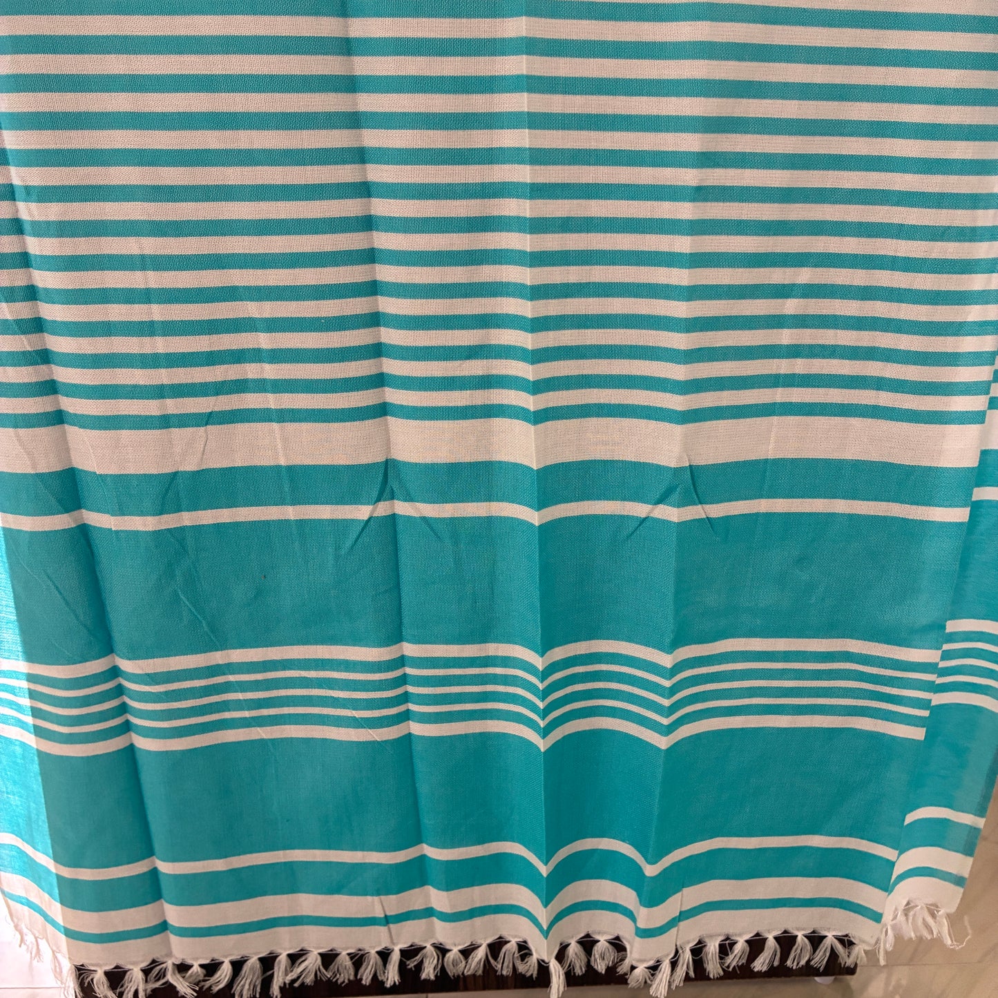 Aqua Blue Stripes Bamboo Bath Towels