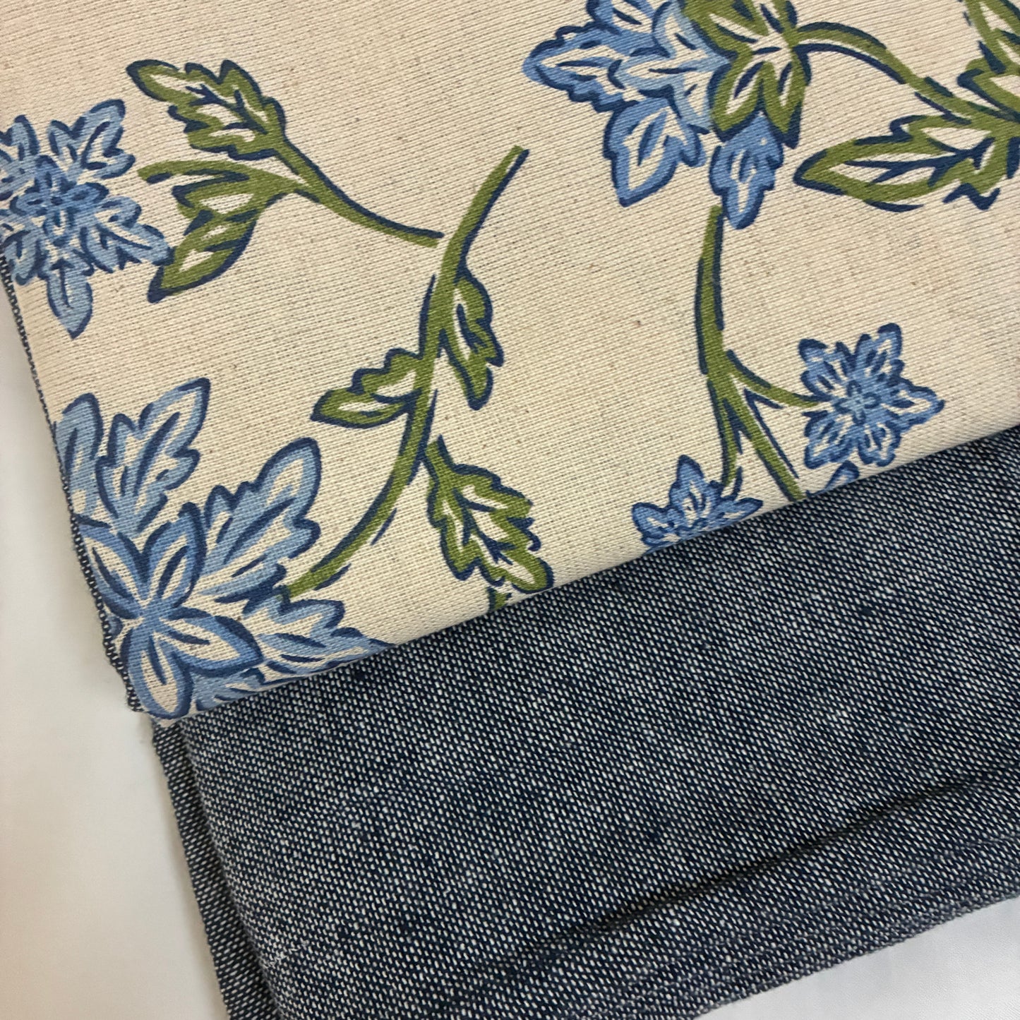 Blue Floral King Size Cotton Bedspread 100x110 in