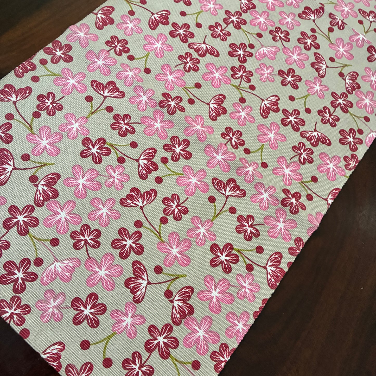 Pink Floral Table Runner 3 ft long