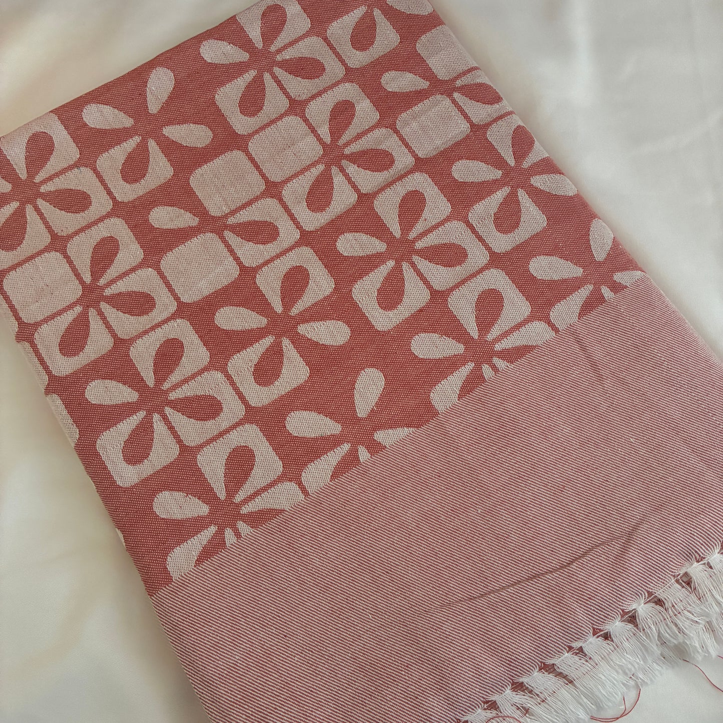White with Red Single Size Blanket / Throw