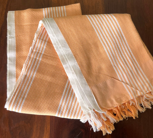 Orange Stripes Extra Long Cotton Bath Towel