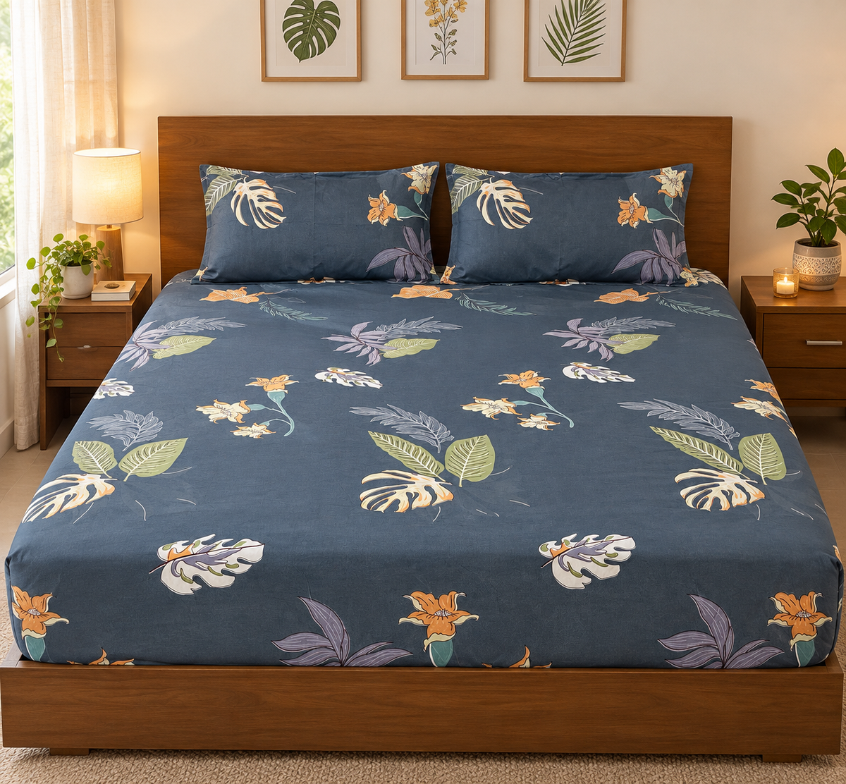 Monstera Fitted King Size Bedspreads  78x72x8 inches