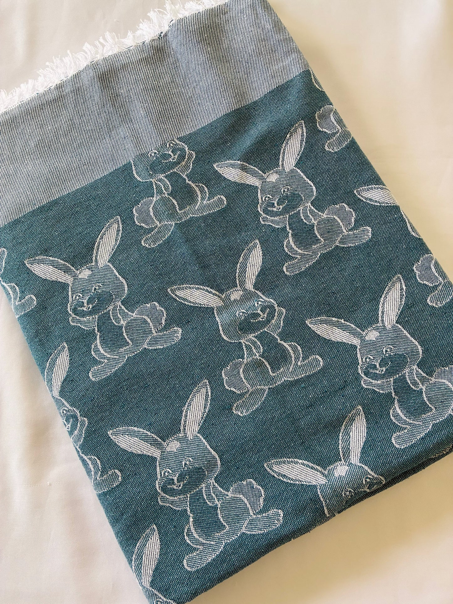 Green Rabbit Blanket/ Throw