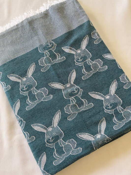 Green Rabbit Blanket/ Throw