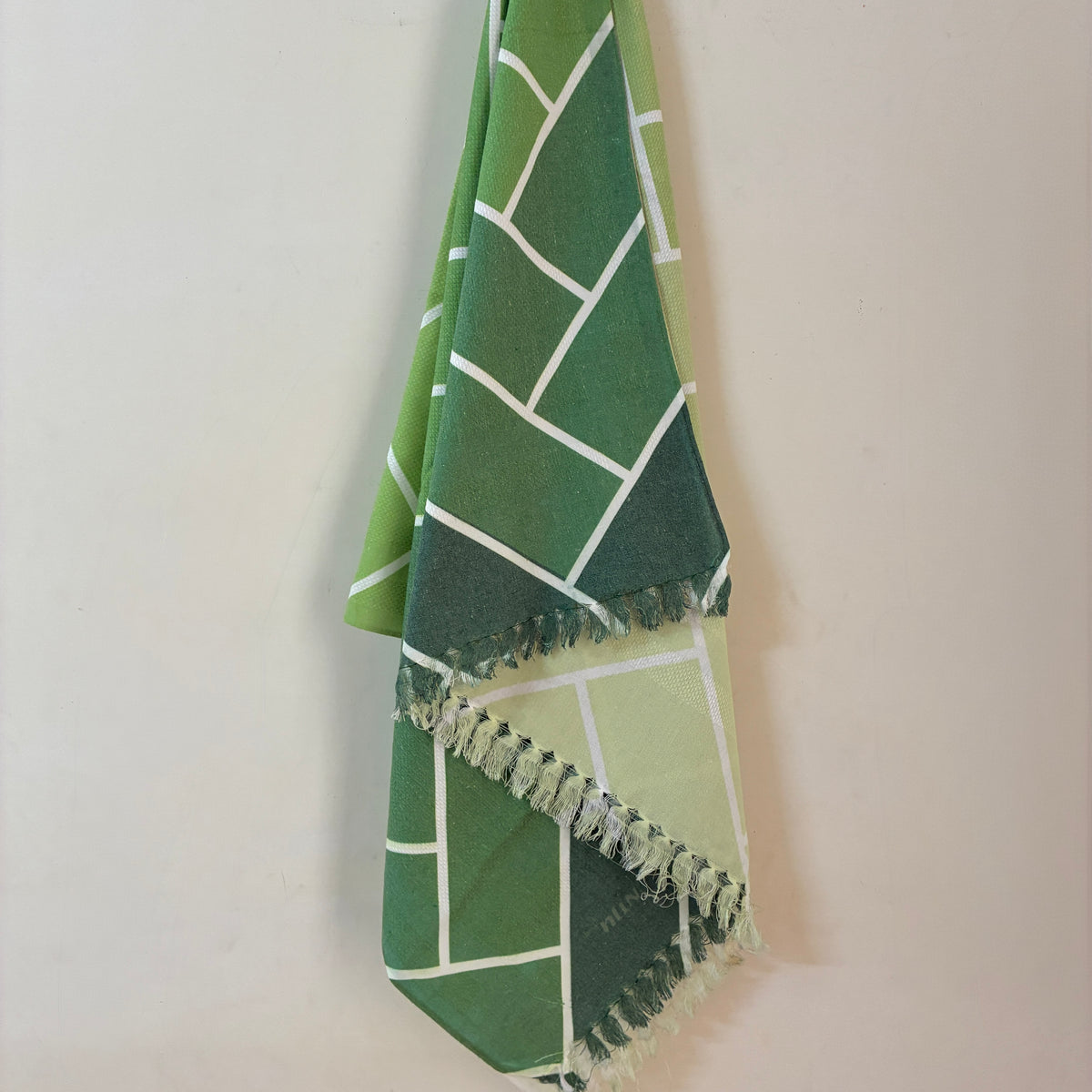 Green Abstract printed Cotton Bath Towels