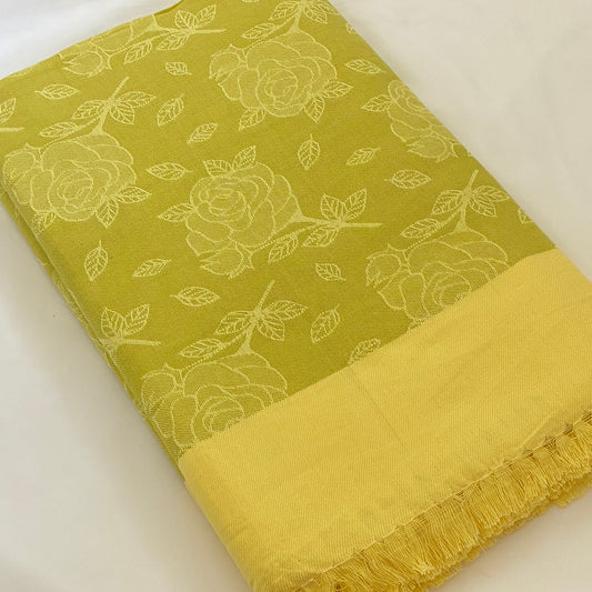 Yellow Rose Double Size Cotton Blanket