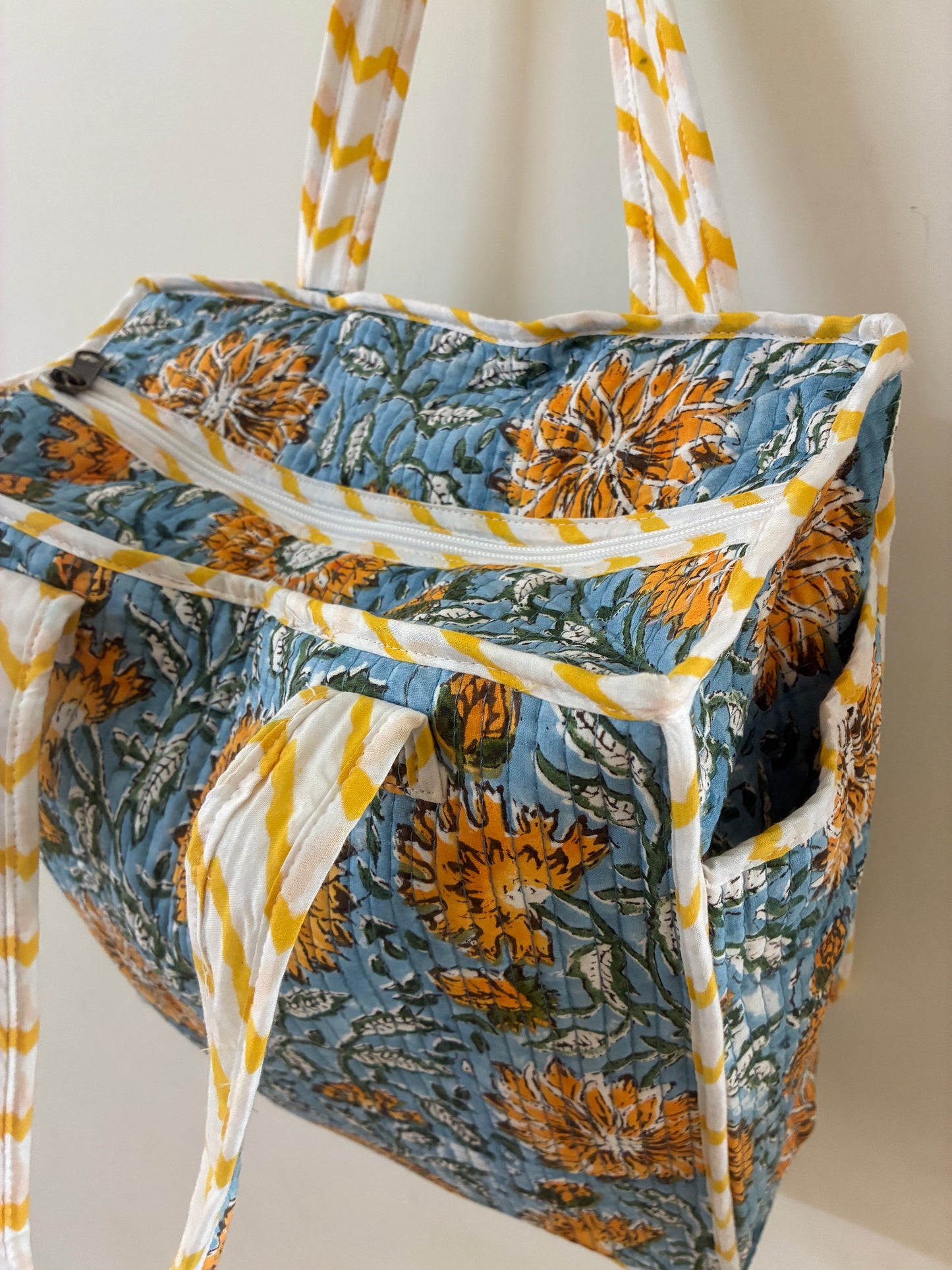 Quilted Waterproof Mini Tote / Lunch Bag with Zip Closure