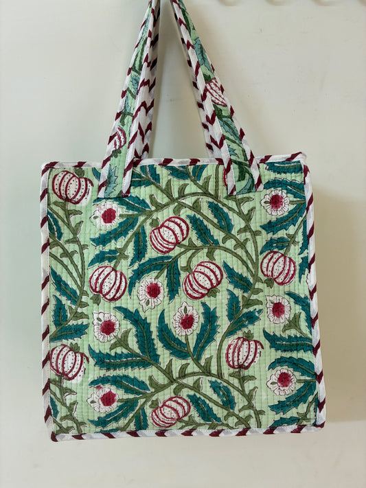 Quilted Waterproof Mini Tote / Lunch Bag with Zip Closure