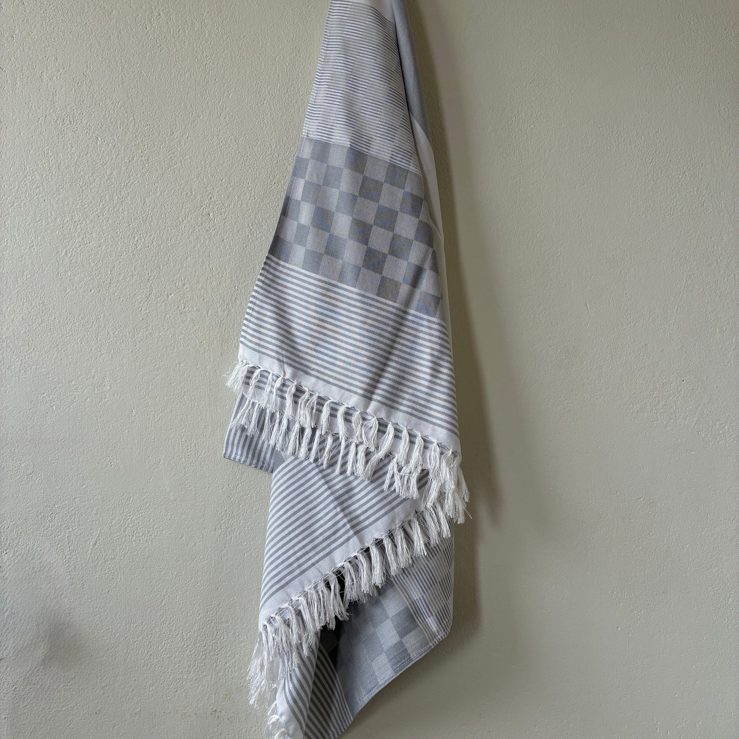 Grey Checks Bamboo Bath Towels