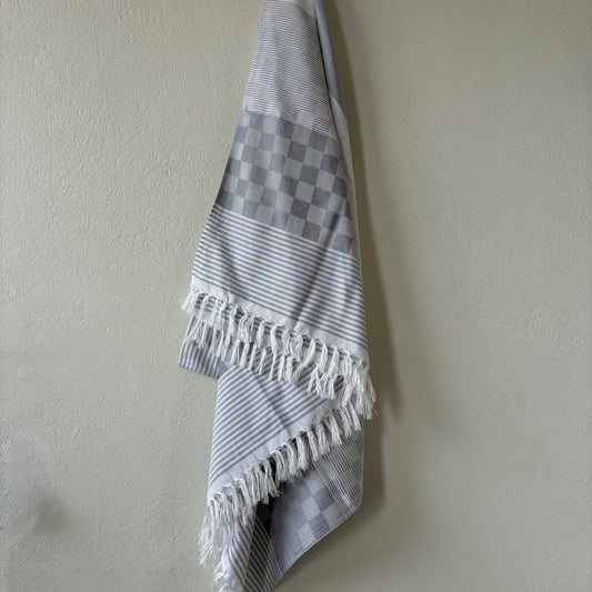 Grey Checks Bamboo Bath Towels