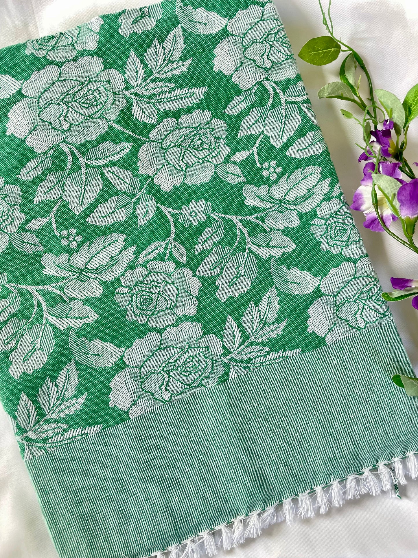 Green Rose Blanket / Throw