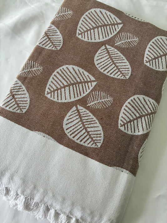 Brown Leaf  Double Size Cotton Blanket