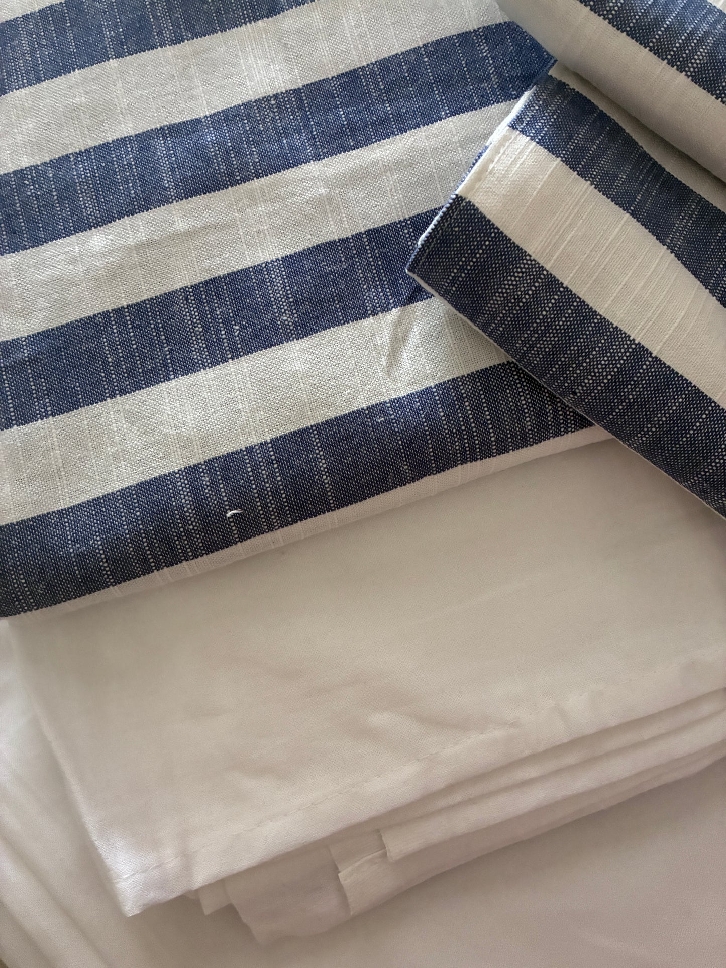 Blue Stripes King Size Cotton Bedspread 100x110 in
