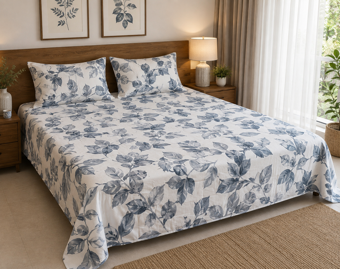 Super King Size Bedspread 120x 120 inches (2 PILLOW COVERS)
