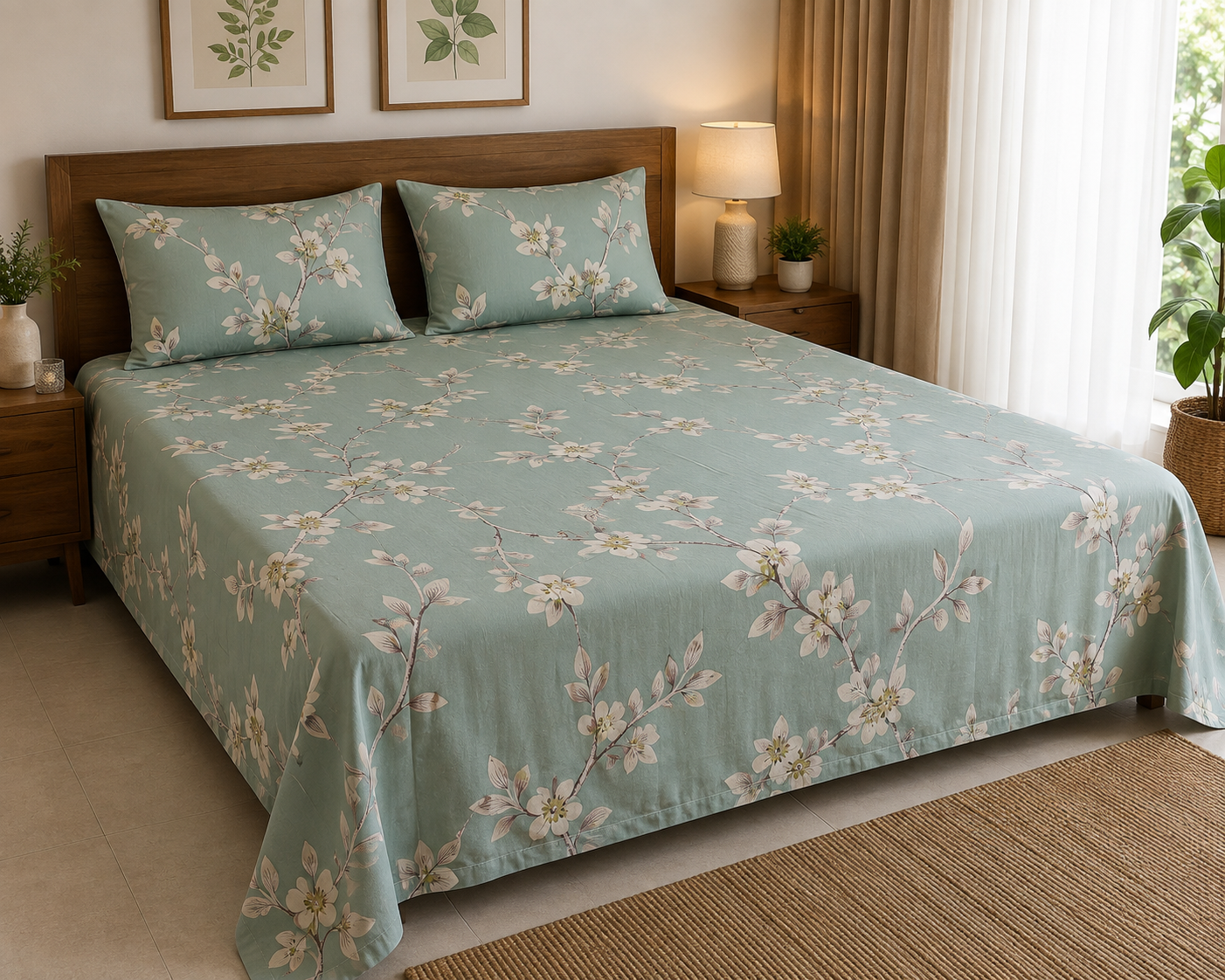 Super King Size Bedspread 120x 120 inches (2 PILLOW COVERS)