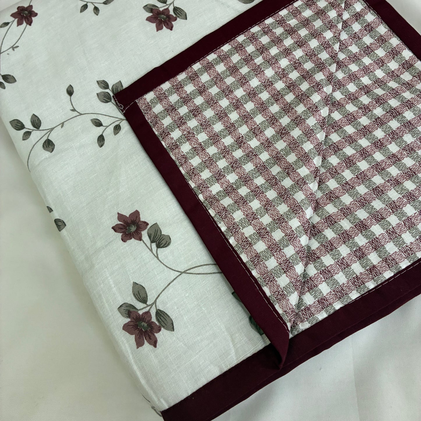 Burgundy floral Reversible Cotton Double Size Dohar