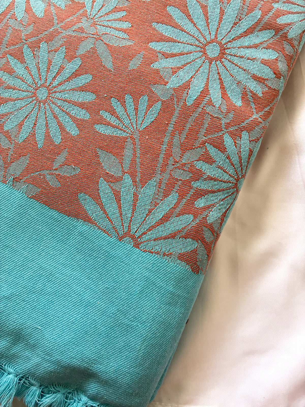Rust & Blue Double Size Cotton Blanket