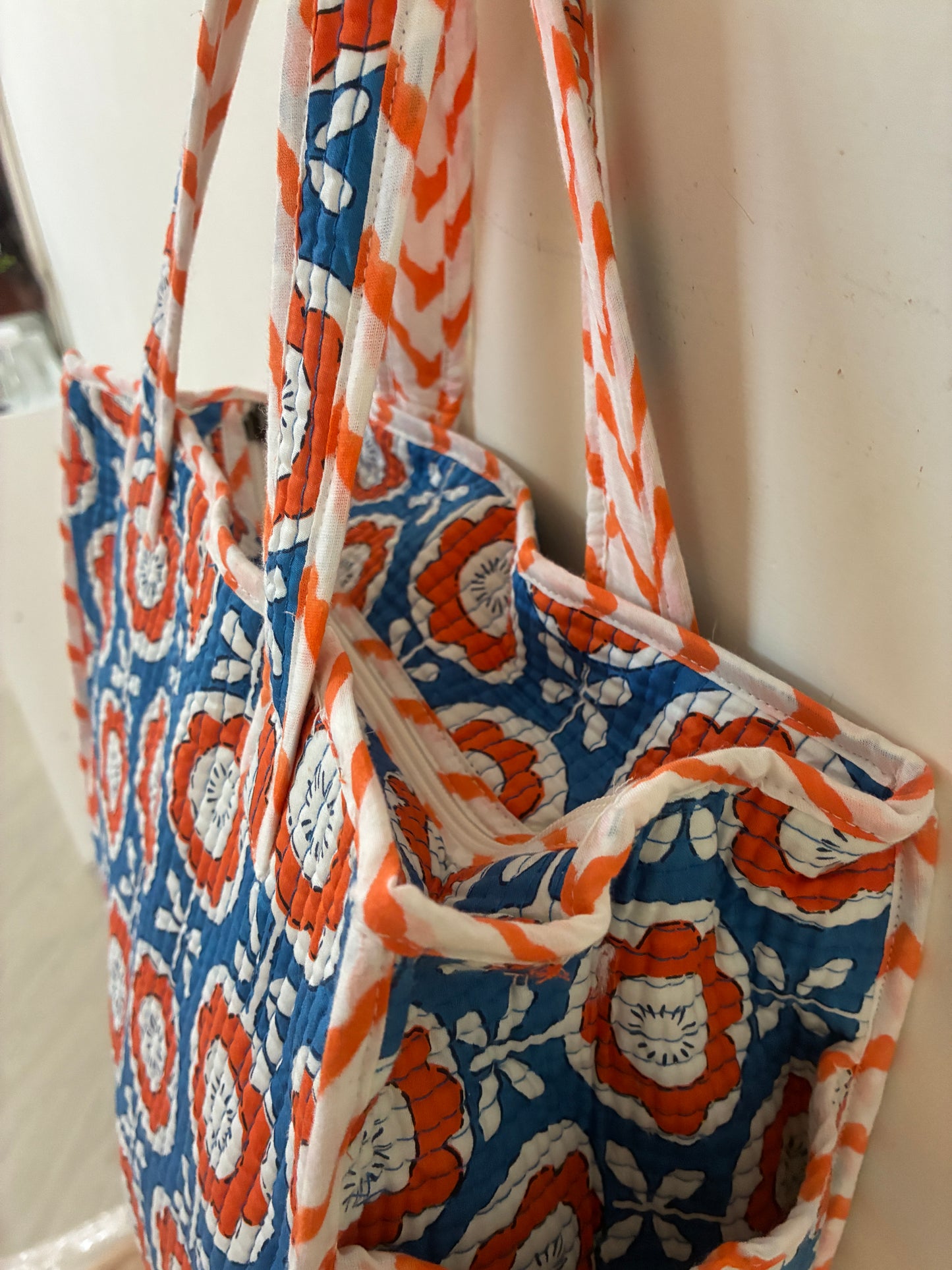 Quilted Waterproof Mini Tote / Lunch Bag with Zip Closure