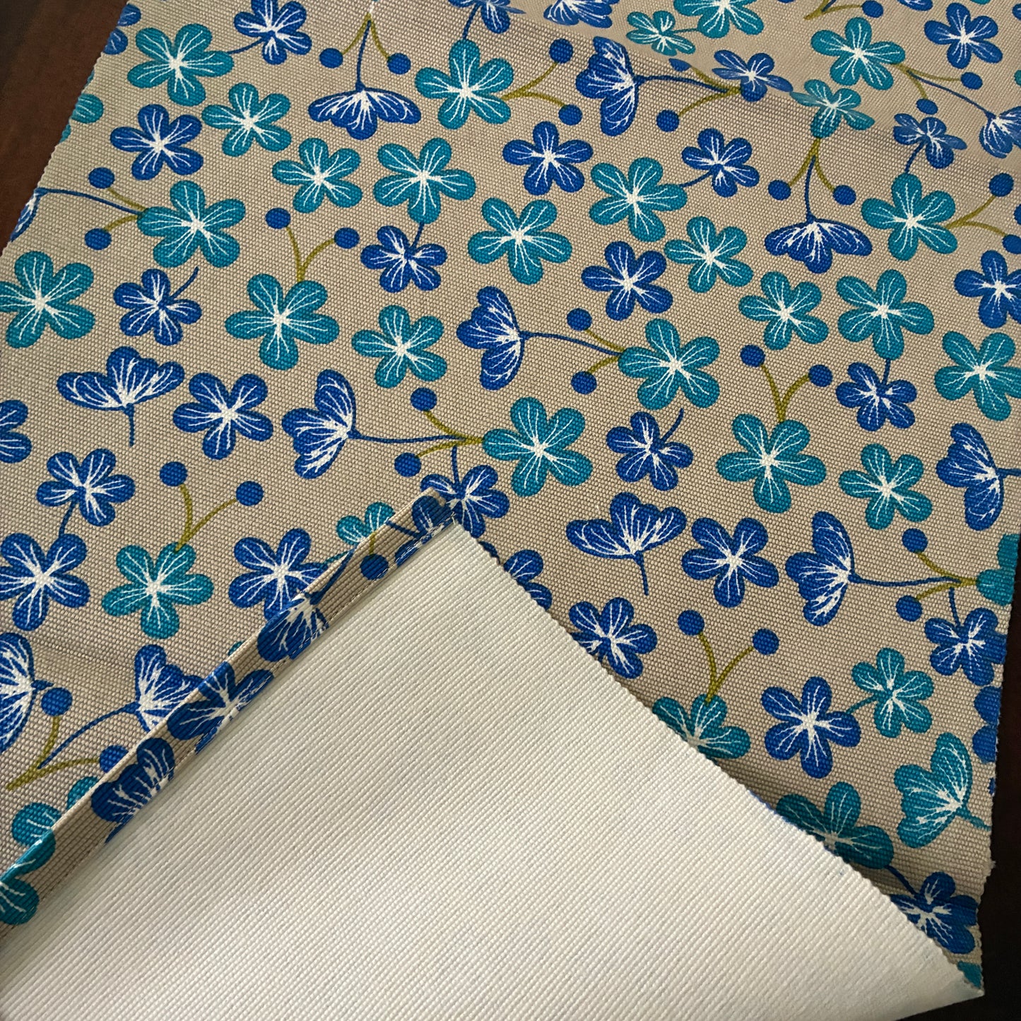 Blue Floral Table Runner 3 ft long