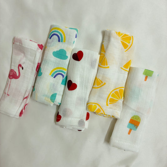 Muslin Baby Napkins/ Kids Handkerchief SET OF 5