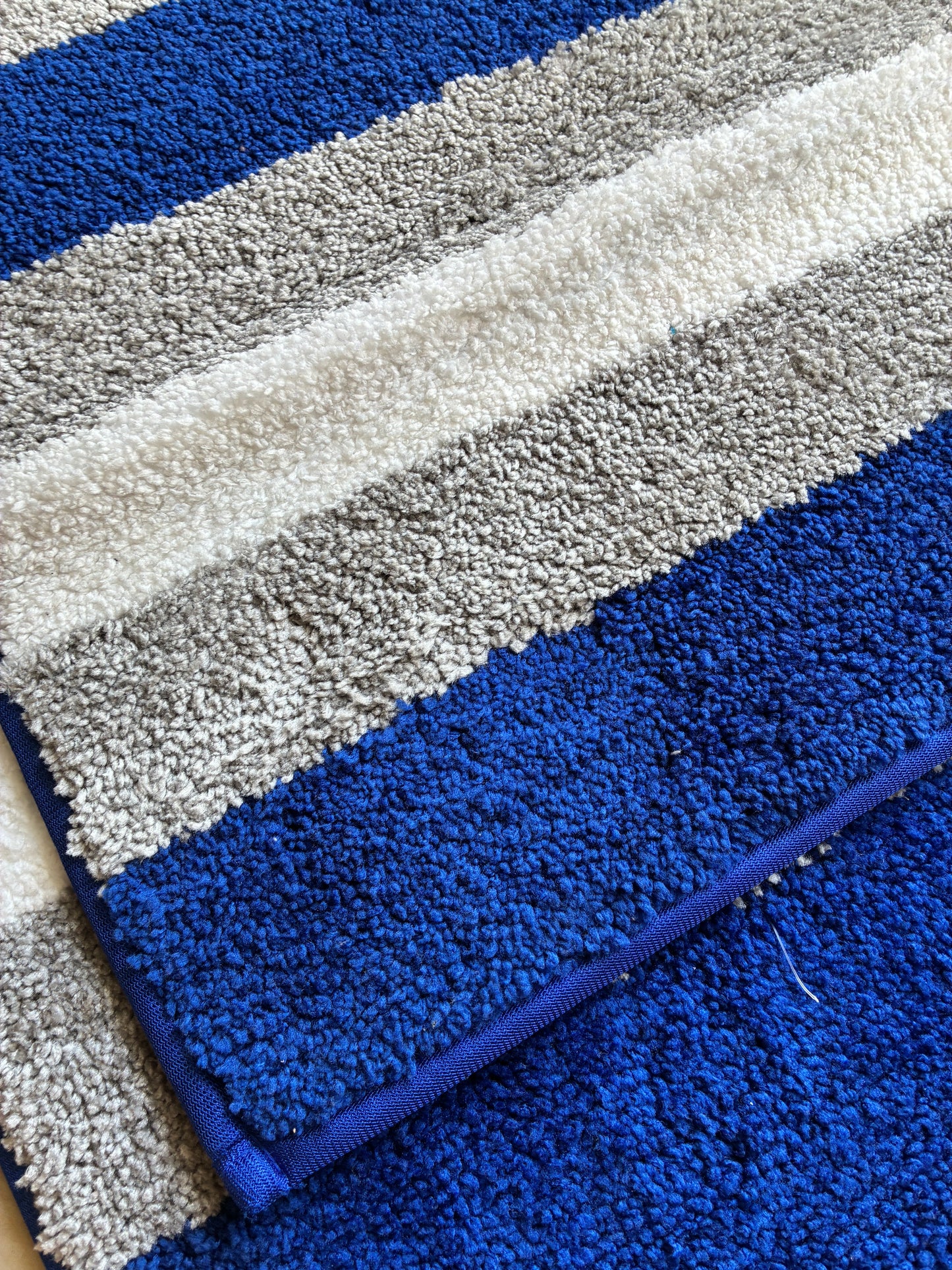 Anti Slip Blue stripes Floor mats (set of 2) (40x60cm) (50x82cm)