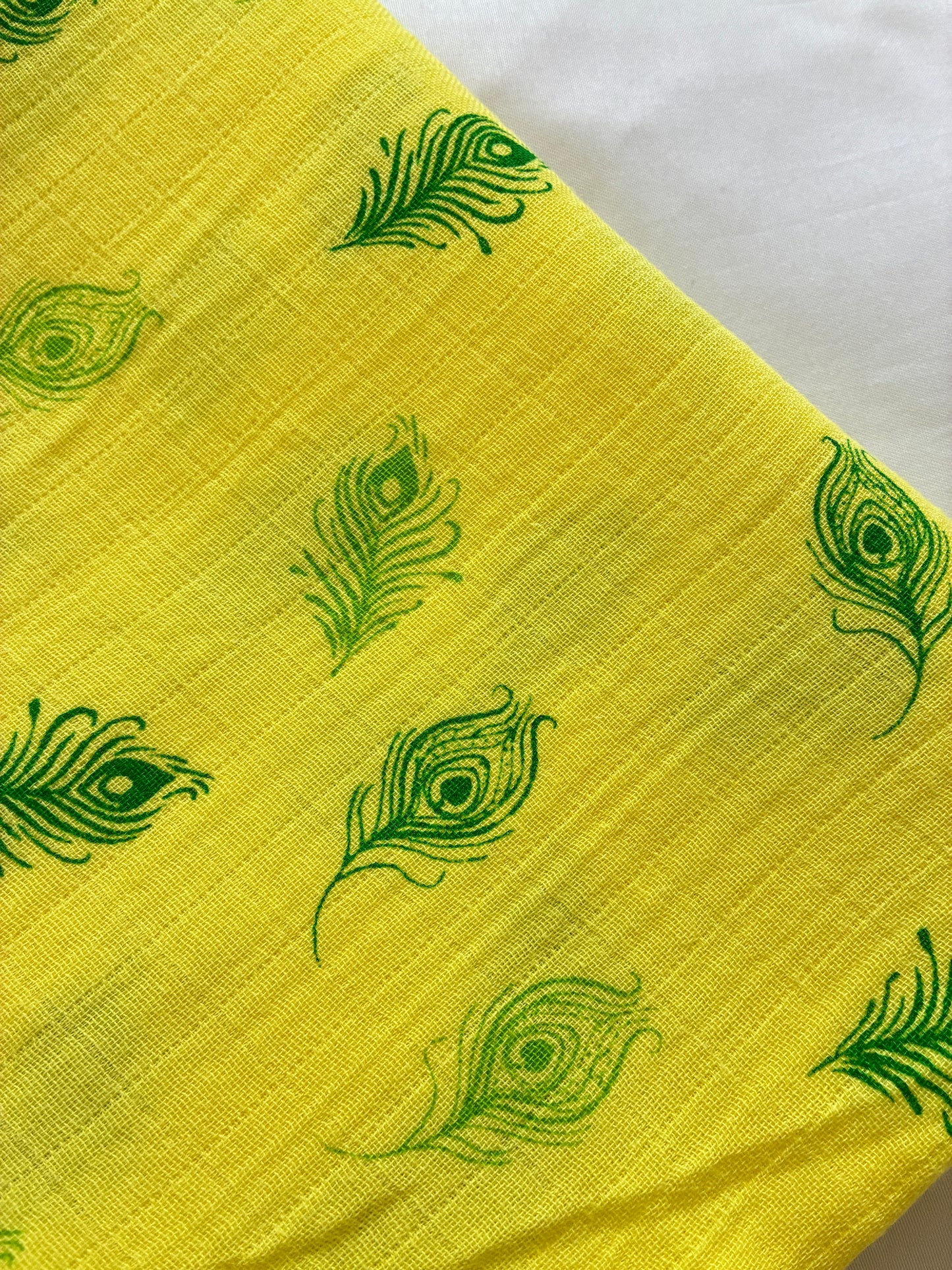 Yellow Feathers Muslin Bath Towel