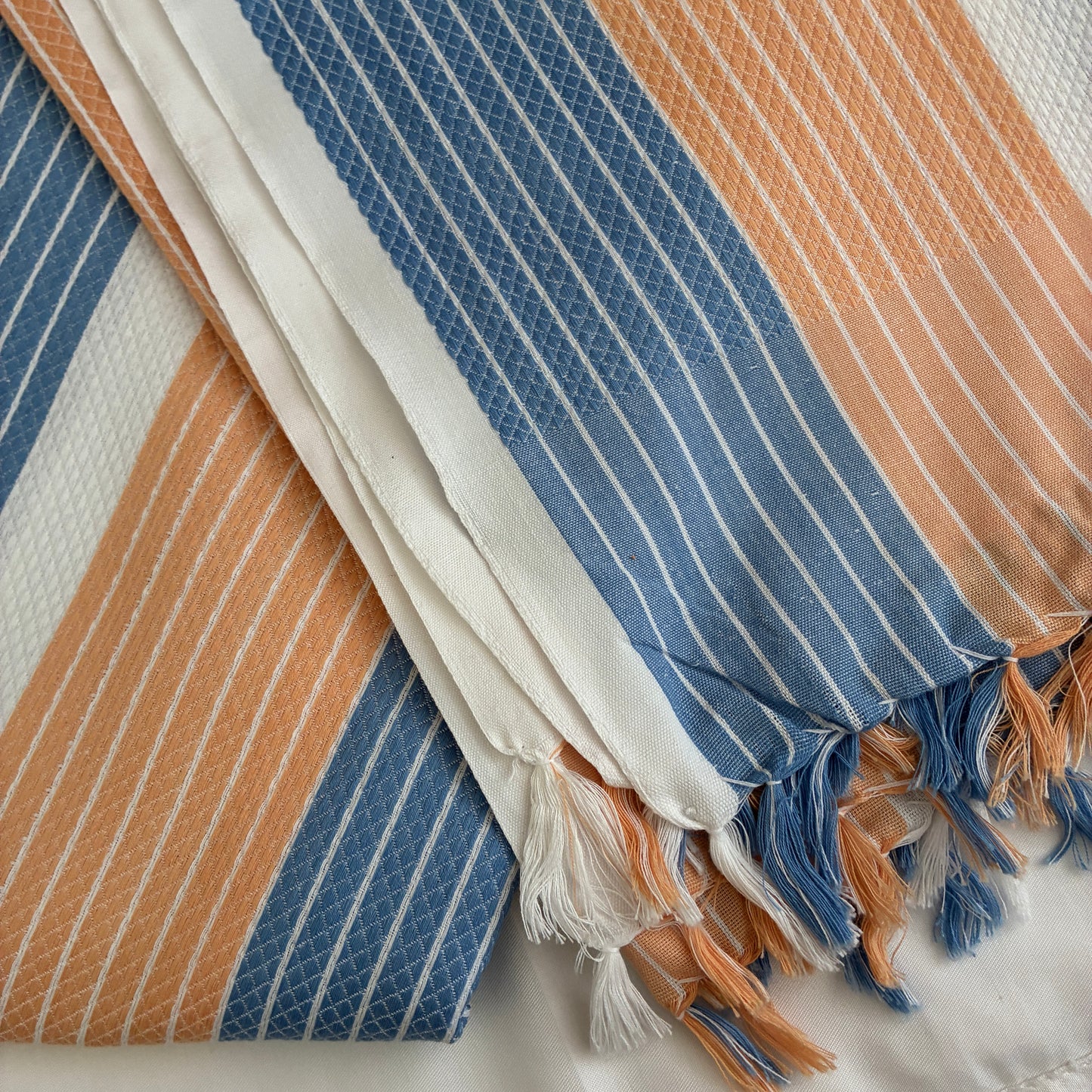 Denim Blue Stripes Extra Long Cotton Bath Towel