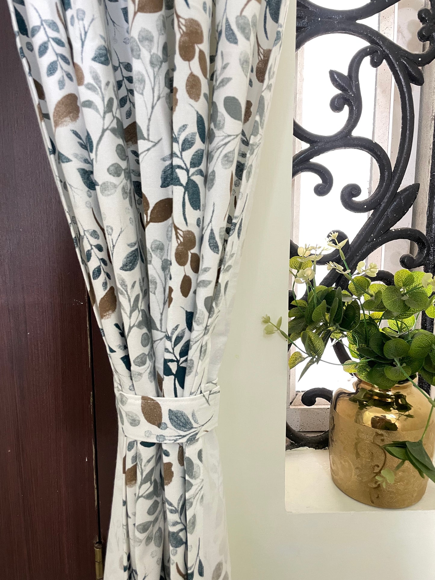 Leaf Print Cotton Curtains