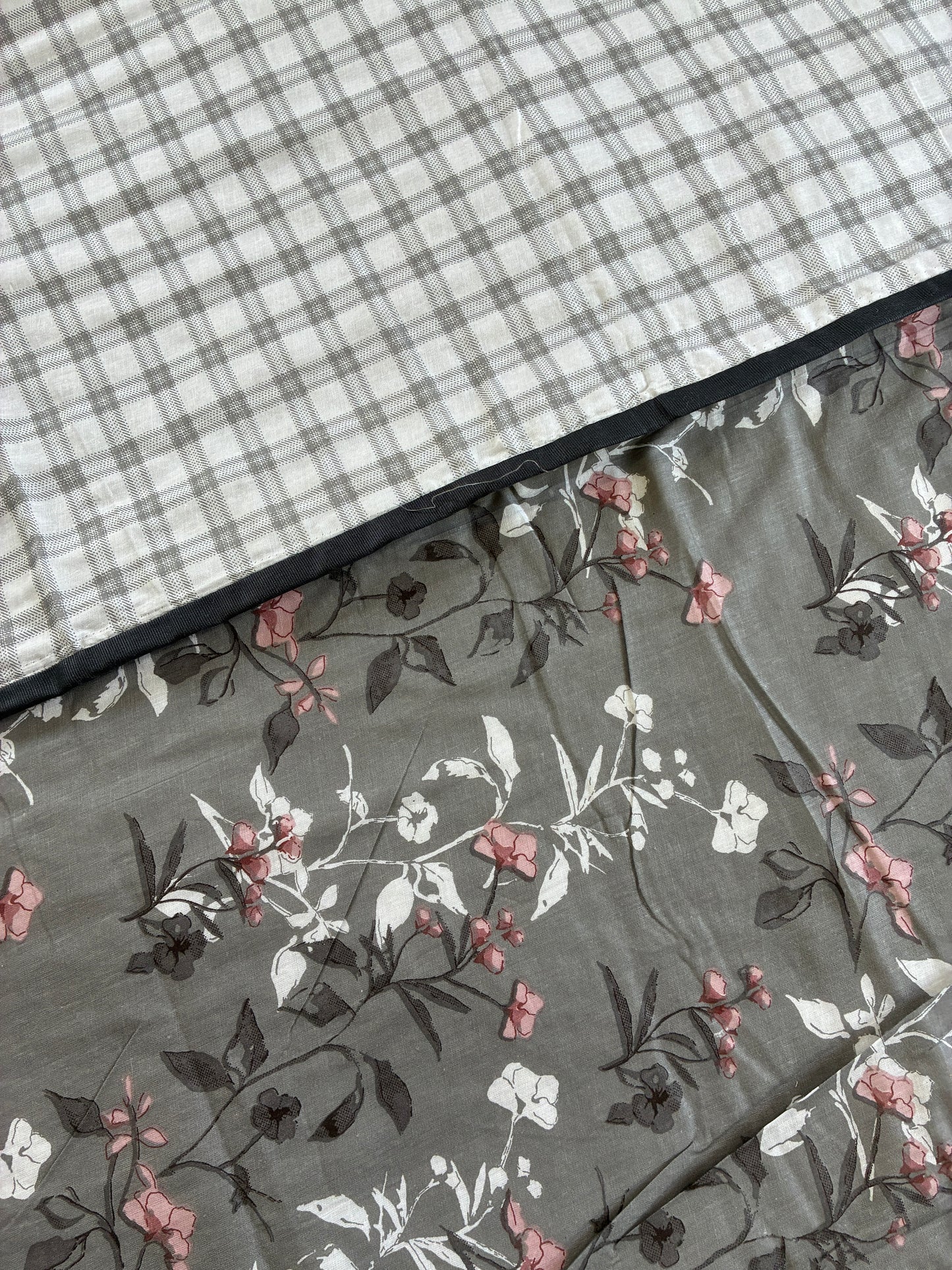 Elephant Grey Floral Single Size Cotton Dohar