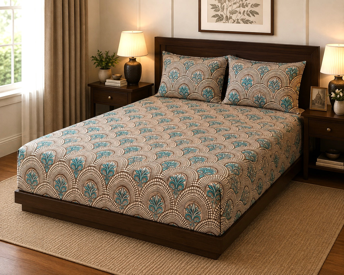 Super King Size Bedspread 120x 120 inches (2 PILLOW COVERS)