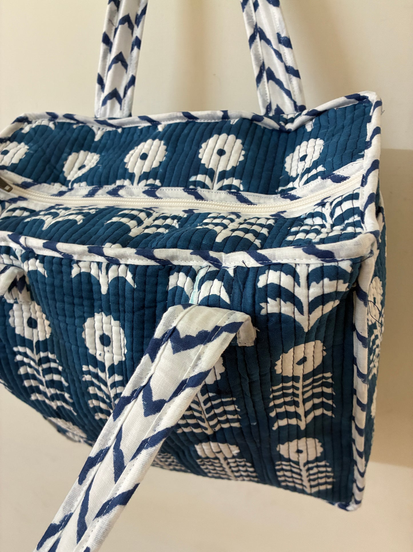 Quilted Waterproof Mini Tote / Lunch Bag with Zip Closure