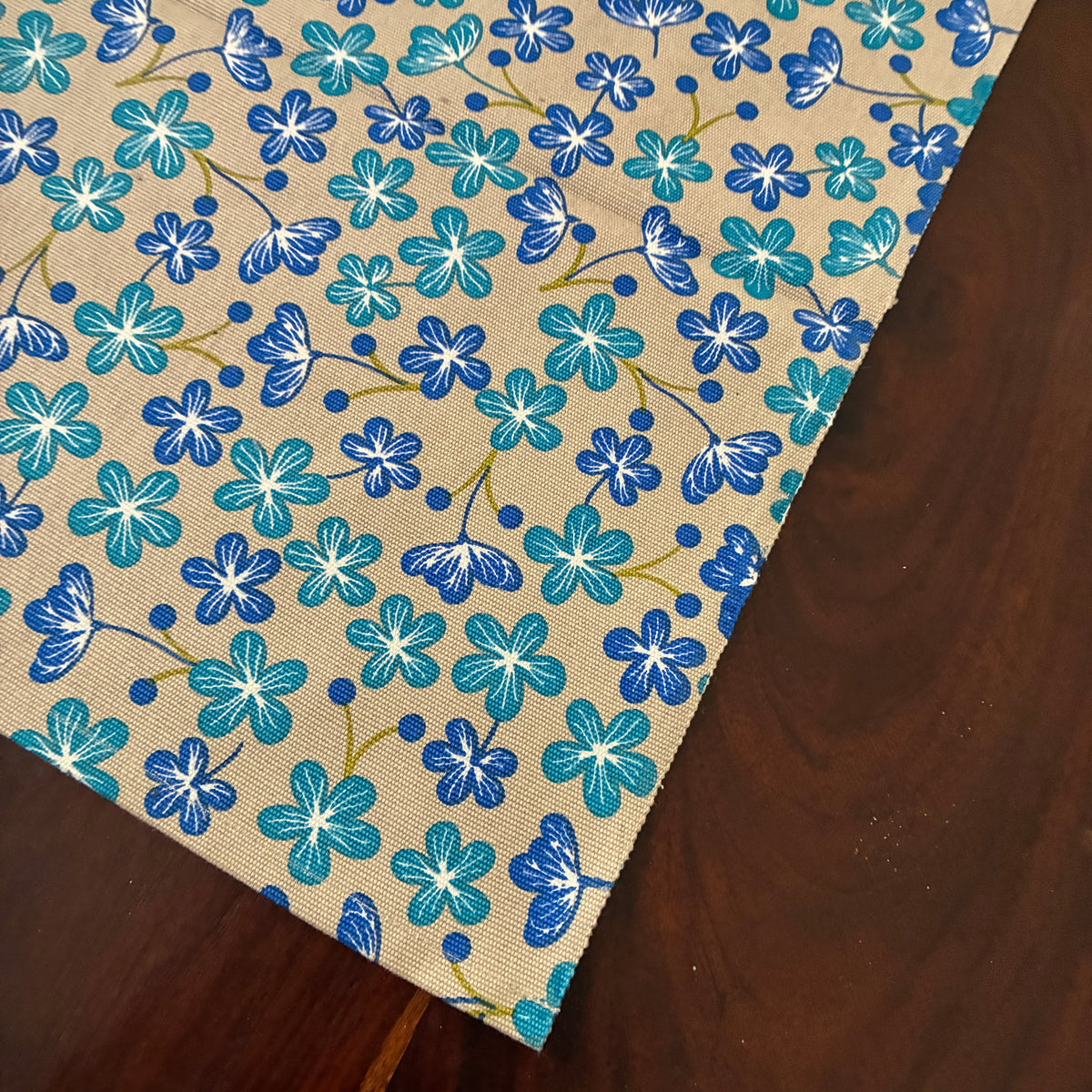 Blue Floral Table Runner 3 ft long
