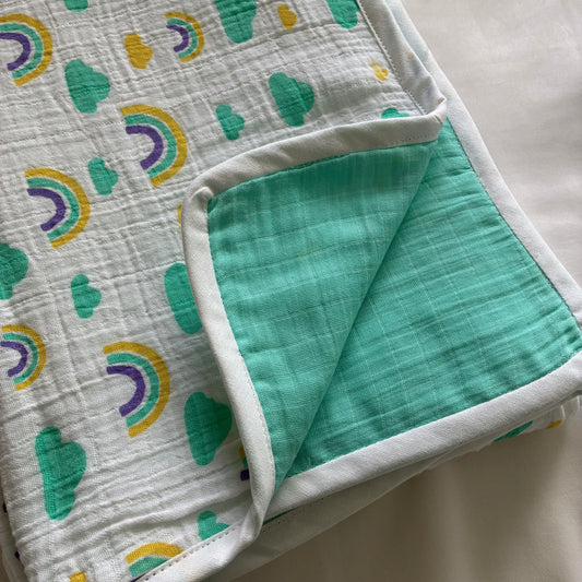 Blue Clouds Muslin Blanket/ Dohar