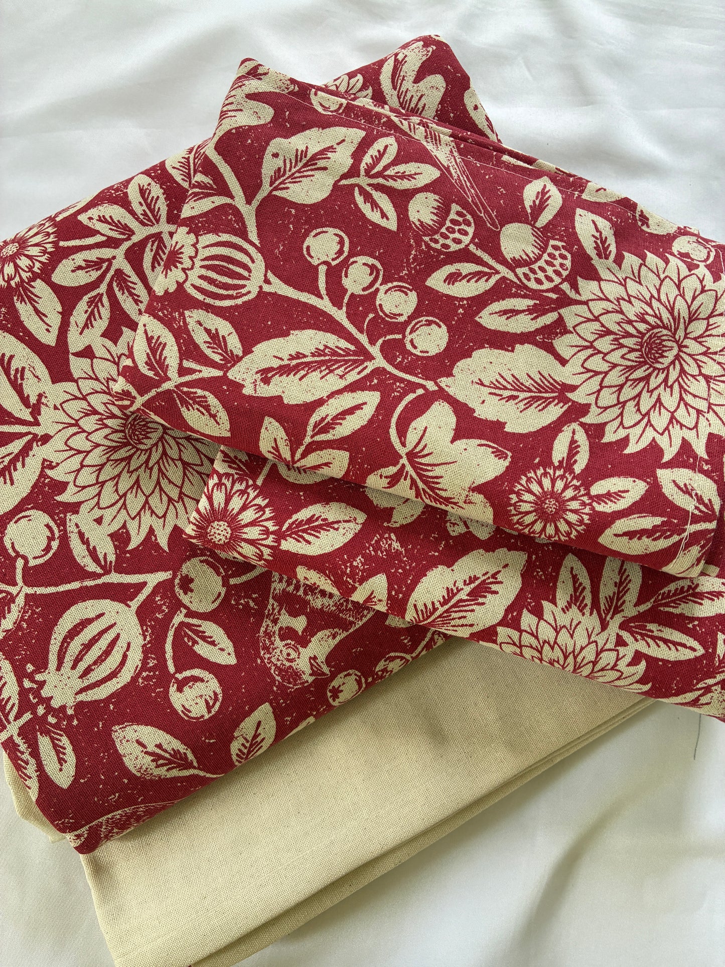 Red Floral King Size Cotton Bedspread 100x110 in