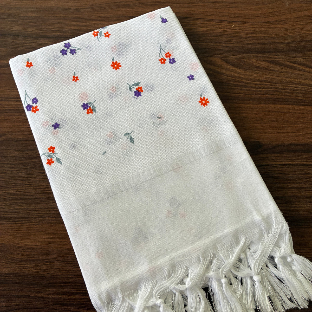 White floral Cotton Bath Towels