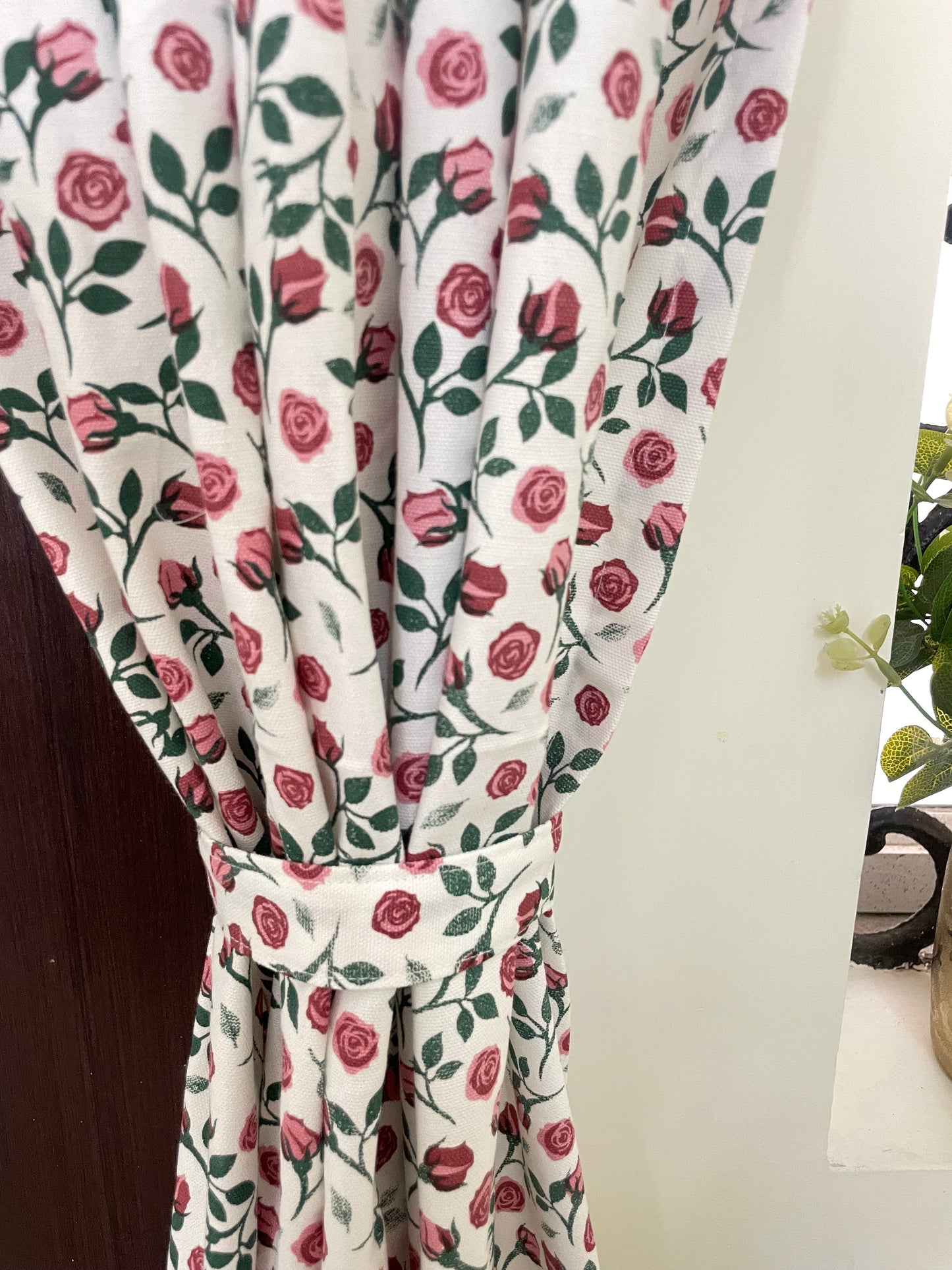 Rose Print Cotton Curtains