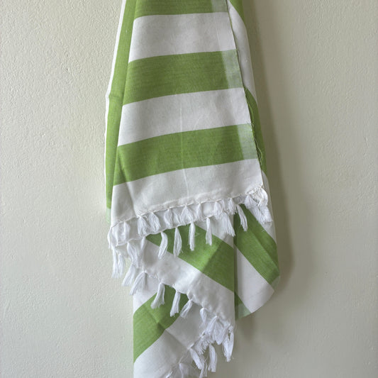 Green Stripes Cotton Bath Towels