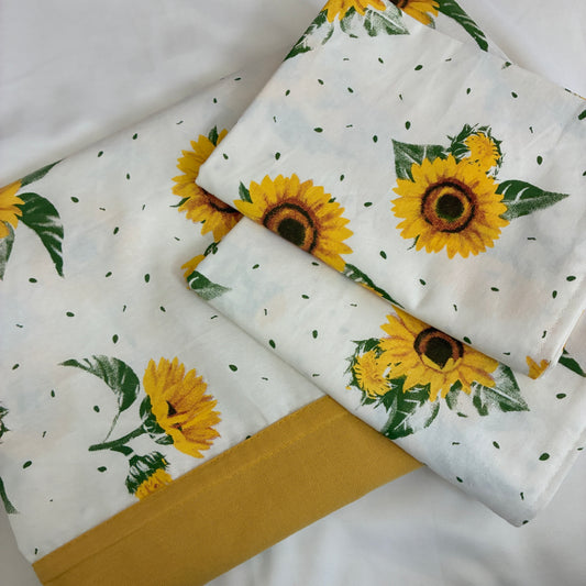 Sunflower Cotton Bedspread with 2 Pillow Covers 70 x 90 in