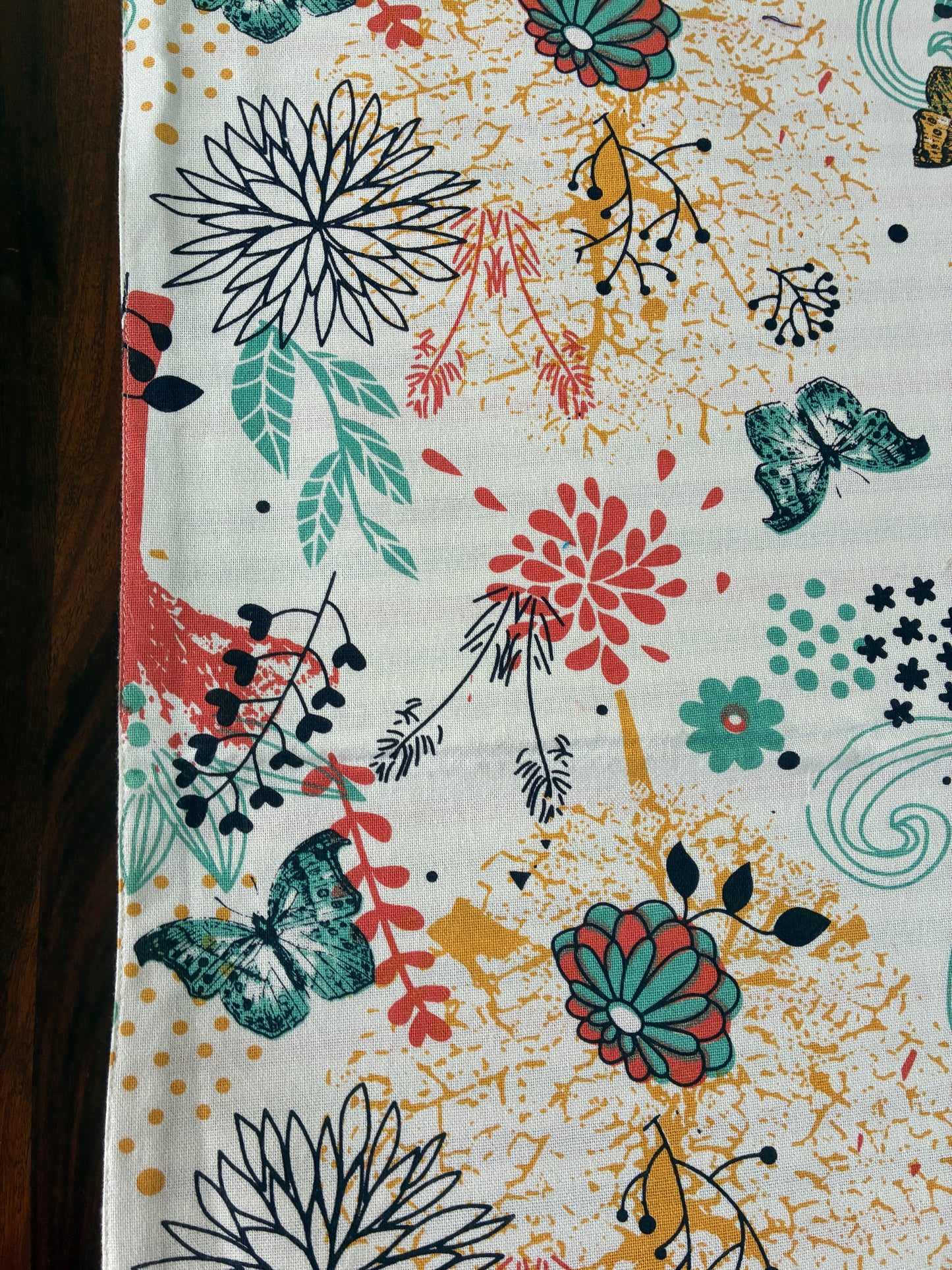 Reversible Floral & Butterfly Table Runner 5.5 ft  long