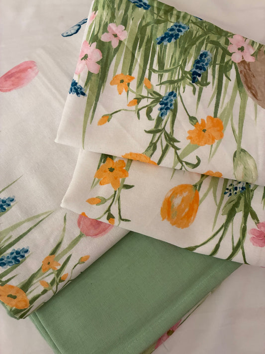 Rabbit & Butterflies King Size Cotton Bedspread 100x110 in