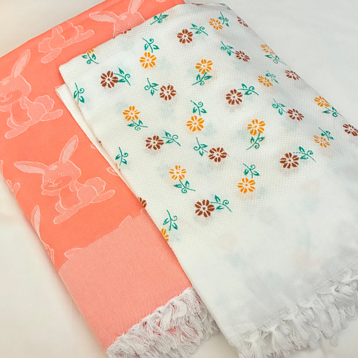 Orange Rabbit Cotton Single Blanket with Free Towel