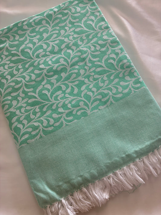 Sea Green Leaves Single Size Blanket / Throw