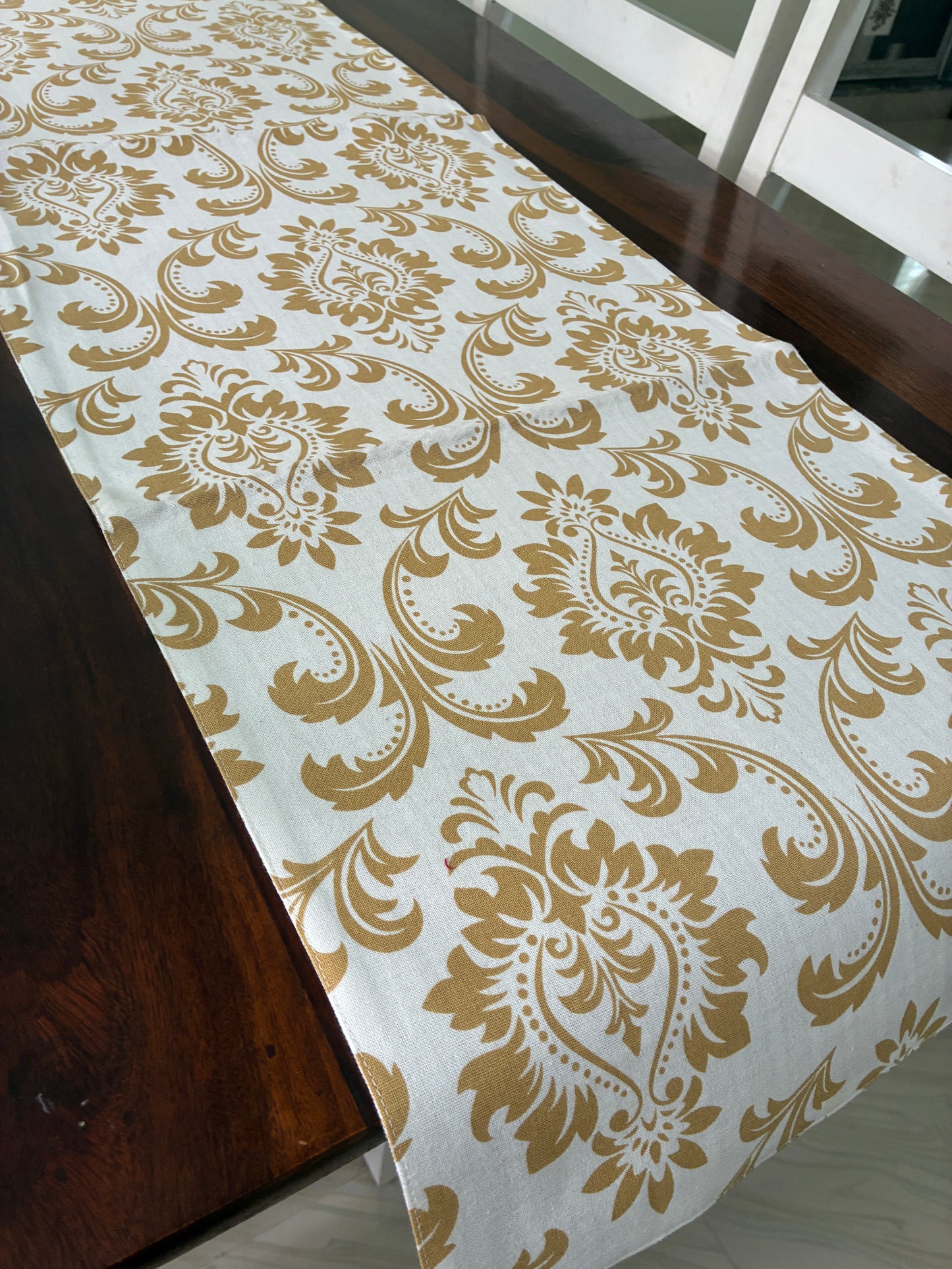 Brown Motif Reversible Table Runner 5.5 ft  long